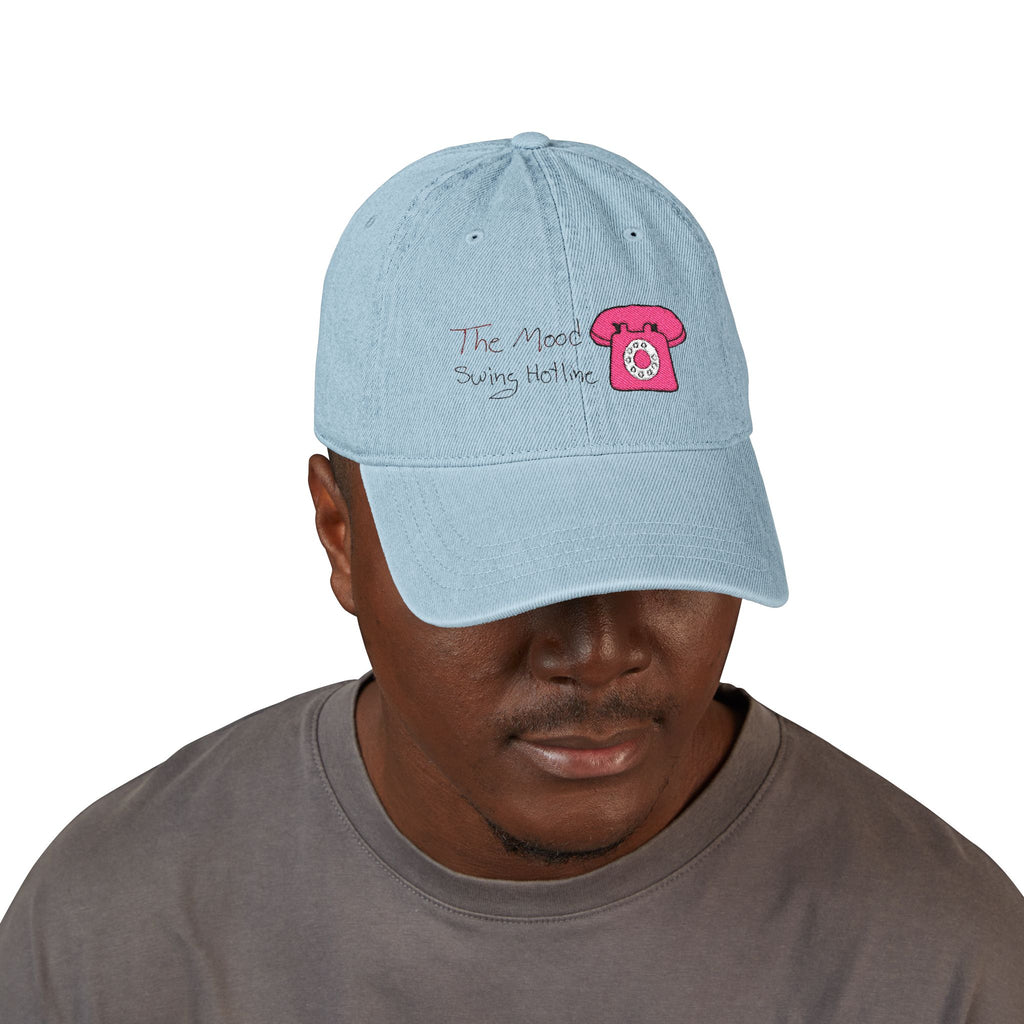The Mood Swing Hotline Denim Hat with Pink Rotary Phone