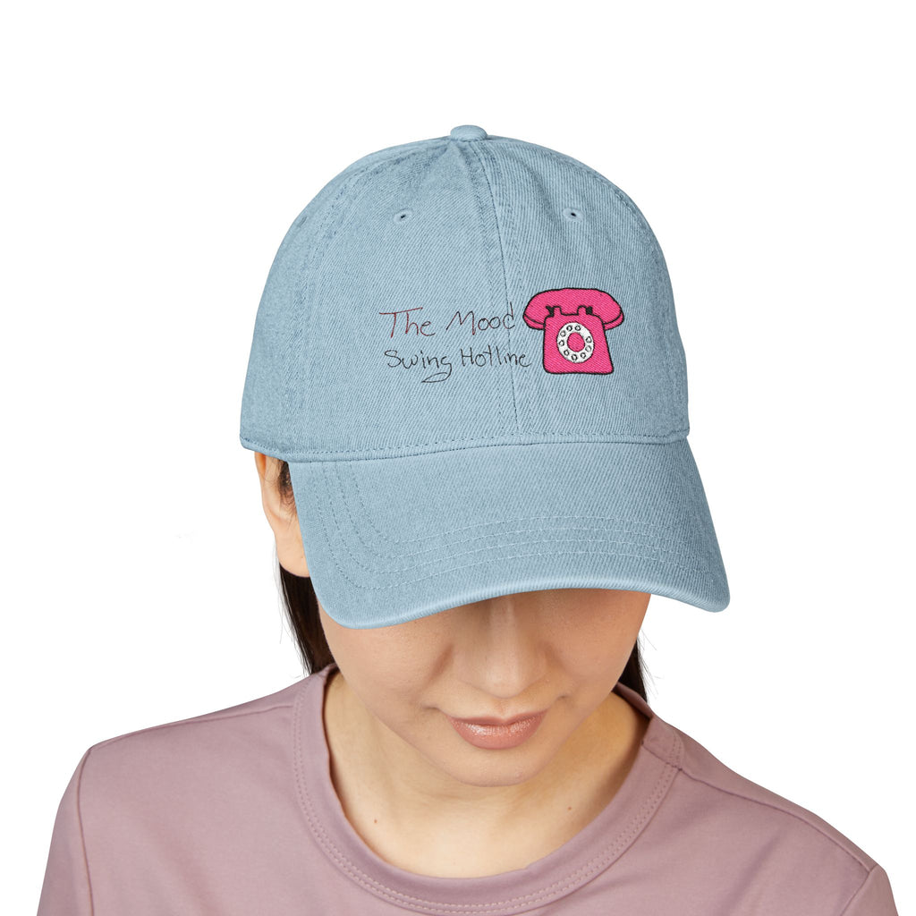 The Mood Swing Hotline Denim Hat with Pink Rotary Phone
